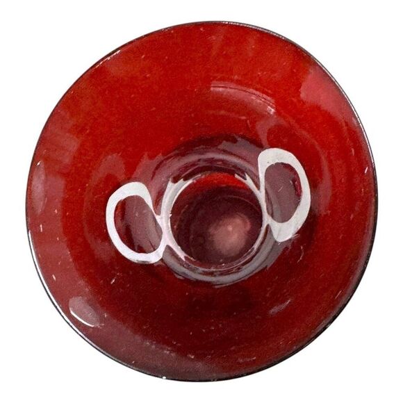 Vintage Bohemian Bird Floral Flowers Ruby Red & White Etched Glass Vase Design - Picture 4 of 6